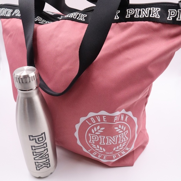 PINK Victoria's Secret Handbags - VS PINK 2016 Tote and Metal Water Bottle (NIP)
